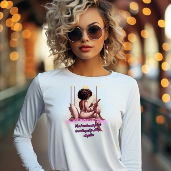 Maya A inspired black girl magic bookworm graphic long sleeve cotton that shirt. - Picture 5 of 9